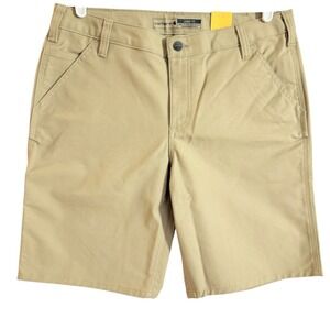 Carhartt Women's Rugged Flex Loose Tan Canvas Work Shorts Size 12 NWT 10" Inseam